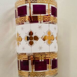 Gold Mid century  Gold and Purple glasses of 4